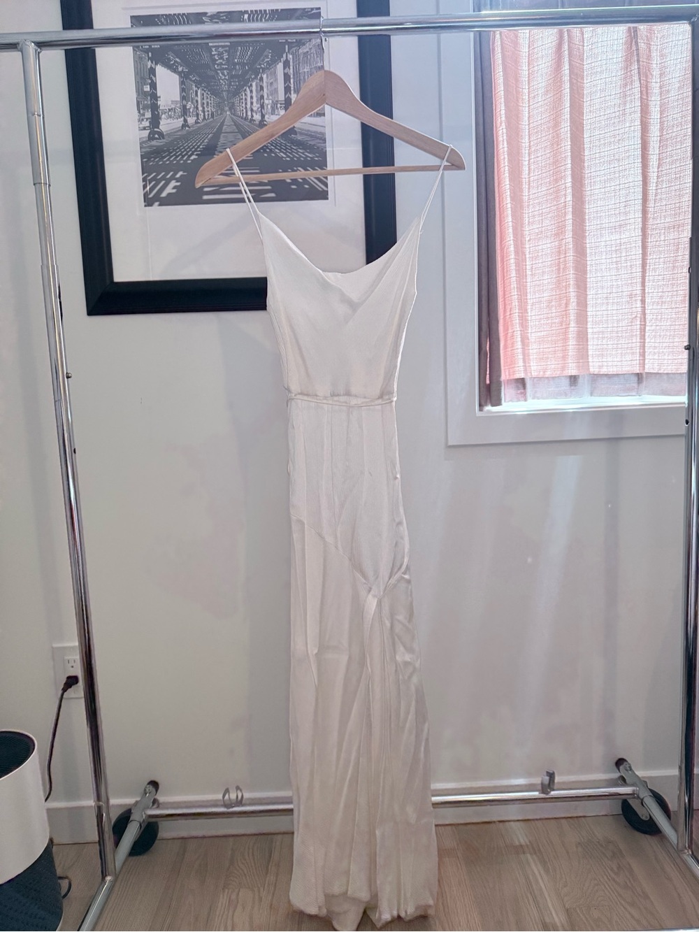 bec + bridge White Satin Slip Maxi Dress